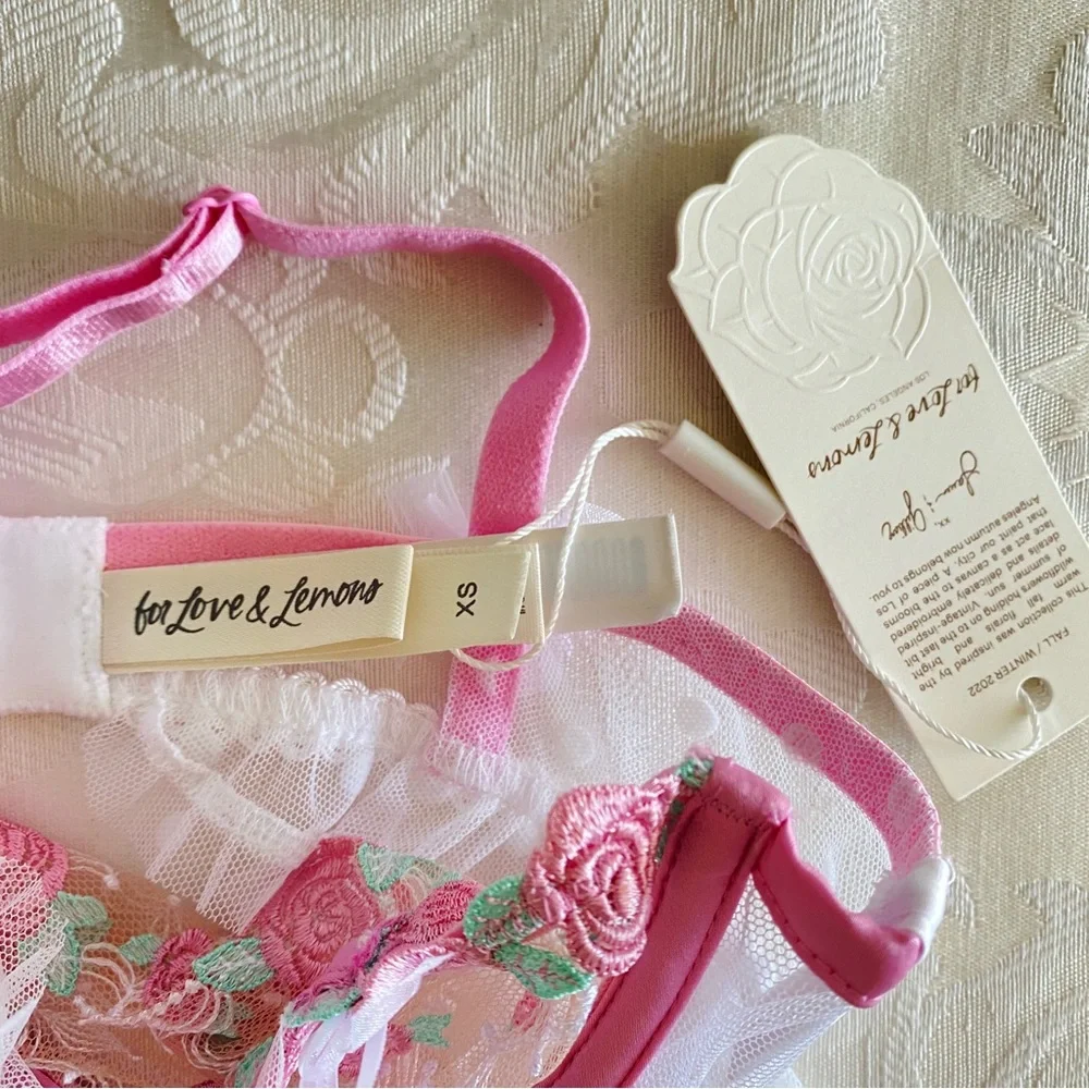 For love and lemon pink rose bra